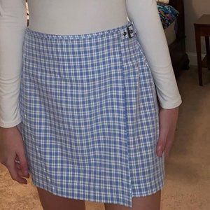 Baby Blue & White Plaid Skirt